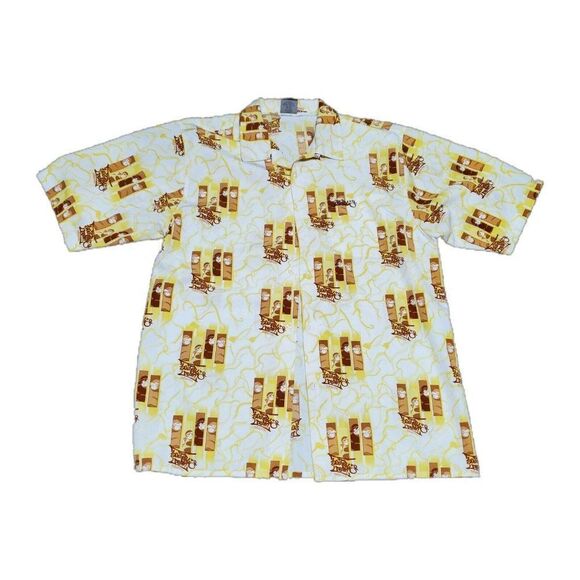 South Pole Button Down Shirt Mens Size L Orange Yellow Skater Signature Print - Picture 1 of 5